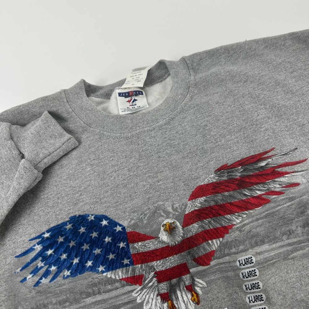 Jerzees XL NWT VTG NuBlend American Eagle Tradition Crewneck Gray Graphic Fleece